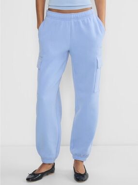 Aritzia mega cargo jogger sweatfleece cozy fleece NWT XXS Dayflower Blue